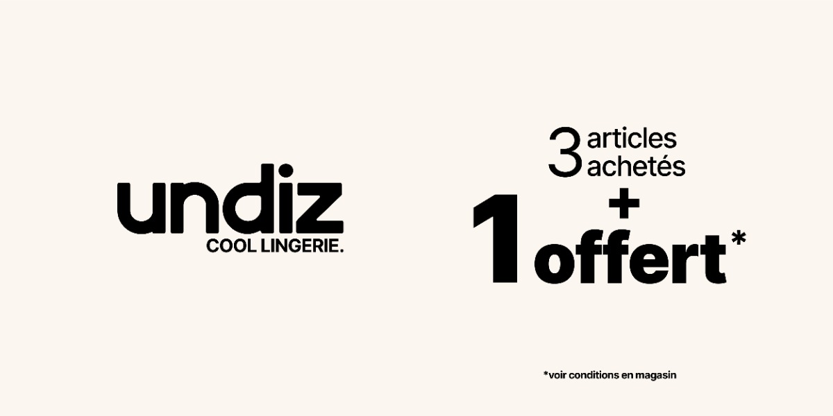 🖤 3 articles achetés = 1 offert chez UNDIZ !