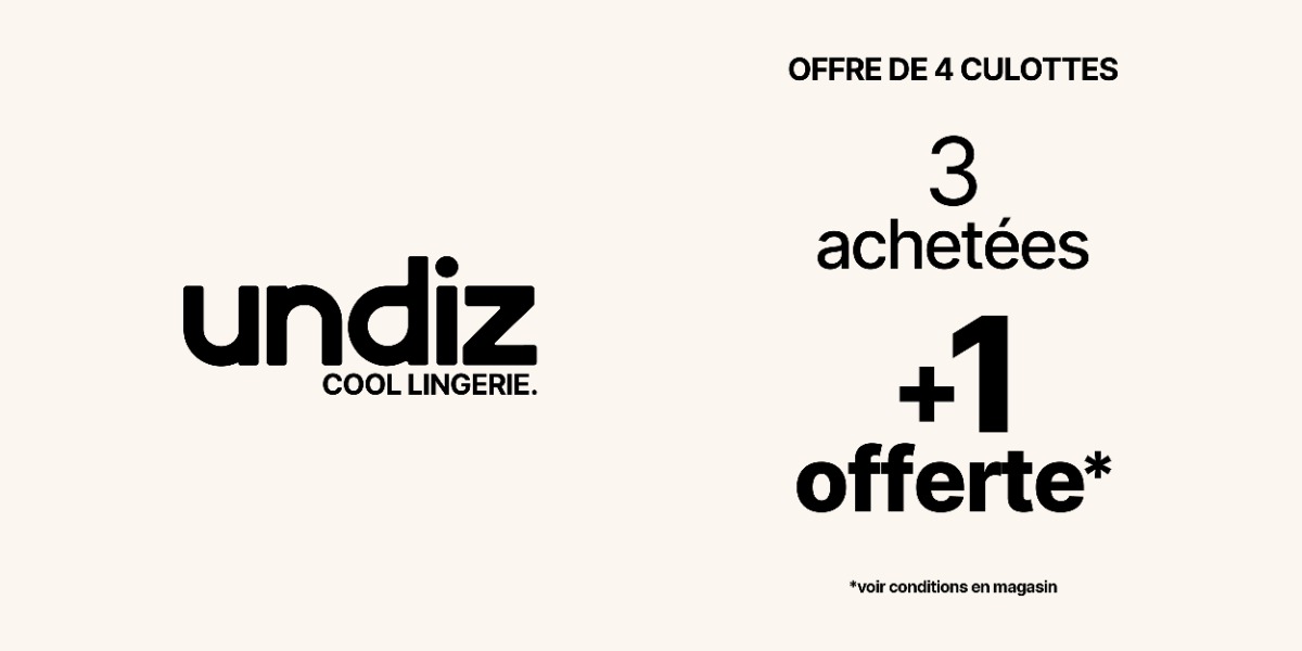 🩲 4 culottes pour le prix de 3 chez UNDIZ !