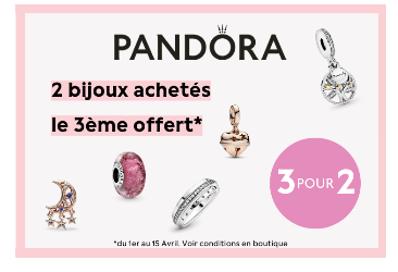 Offre PANDORA :  3 bijoux pour le prix de 2 !*